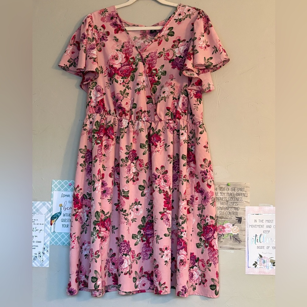 SHEIN Pink Floral Dress